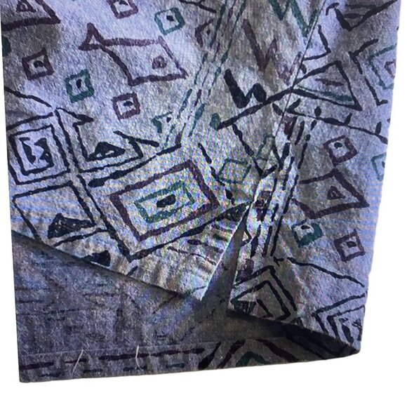 CENTRAL FALLS Blue Cotton Geometric Fish Print Vintage Button Down Shacket M - Picture 6 of 13